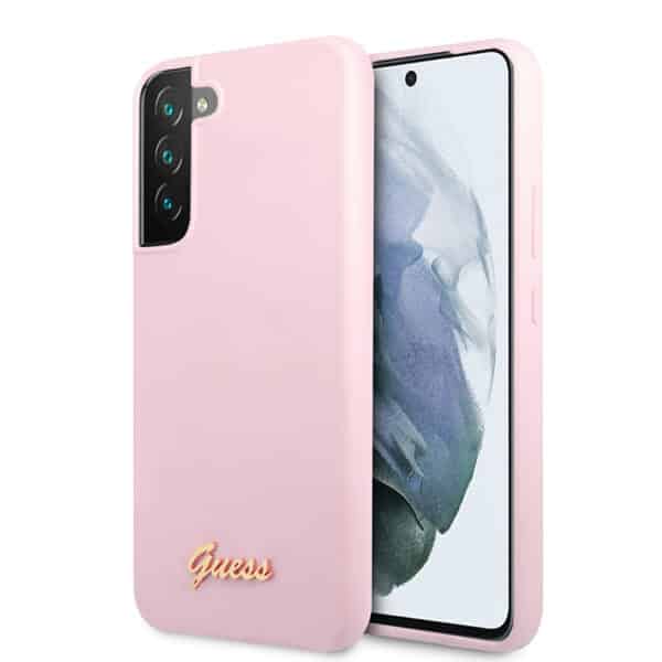 Guess Silicone Script metalinis logotipas – Samsung Galaxy S22 (Levandų) dėklas