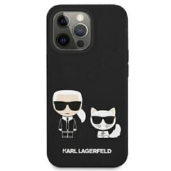 Karl Lagerfeld Slilicone Karl & Choupette – dėklas, skirtas iPhone 13 Mini (juodas)