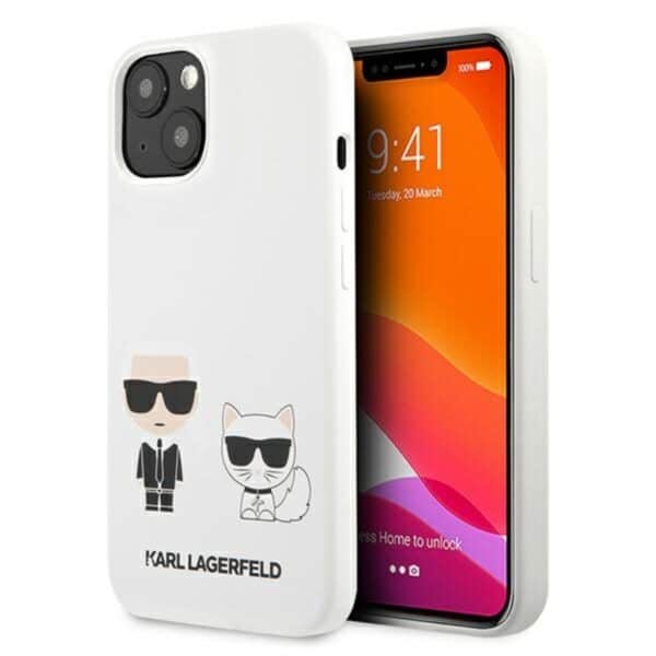Karl Lagerfeld Silicone Karl & Choupette – iPhone 13 mini dėklas (baltas)