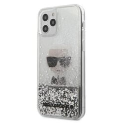 Karl Lagerfeld Liquid Glitter Ikonik – dėklas, skirtas iPhone 12 Pro Max (sidabras)