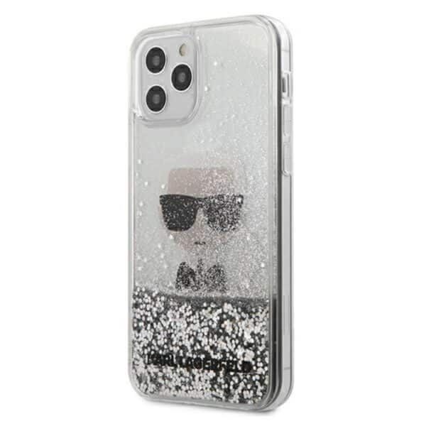 Karl Lagerfeld Liquid Glitter Ikonik – dėklas, skirtas iPhone 12 Pro Max (sidabras)