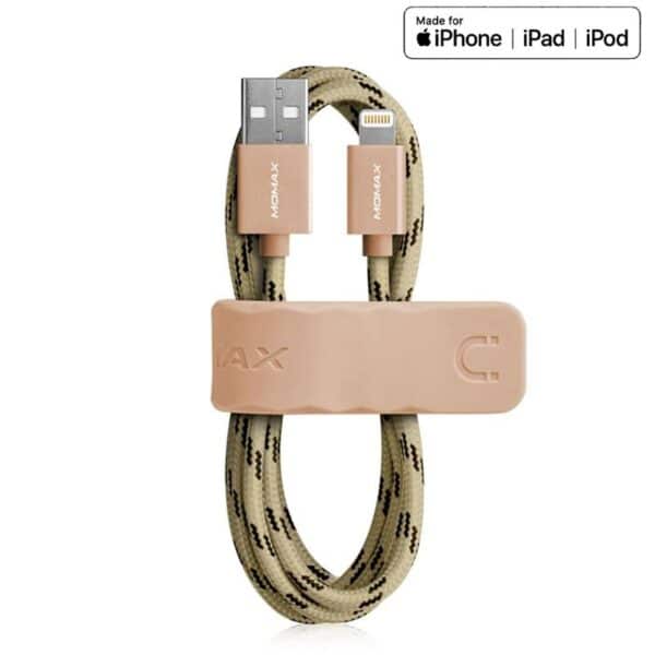 „Momax Elite Link Lightning“ prie USB laidas 2.4A, 1 m (auksinis)