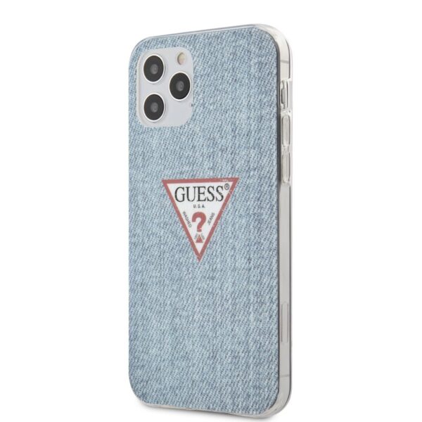 Guess Denim Triangle Lt – dėklas, skirtas iPhone 12 / iPhone 12 Pro (mėlynas)
