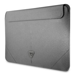 Guess Saffiano Triangle logotipo rankovė – 16 colių nešiojamojo kompiuterio dėklas (sidabras)