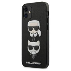 Karl Lagerfeld Saffiano Karl & Choupette Heads – dėklas, skirtas iPhone 12 mini (juodas)