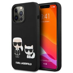 Karl Lagerfeld Slilicone Karl & Choupette – dėklas, skirtas iPhone 13 Pro Max (juodas)