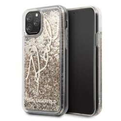 „Karl Lagerfeld Signature Glitter Case“ – „iPhone 11 Pro“ dėklas (auksinis)