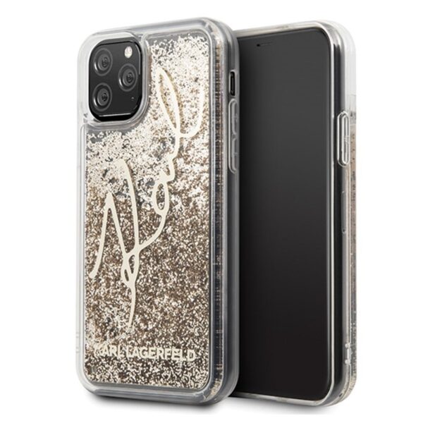 „Karl Lagerfeld Signature Glitter Case“ – „iPhone 11 Pro“ dėklas (auksinis)