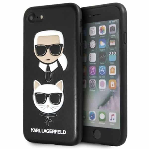 Karl Lagerfeld reljefinis dėklas Karl & Choupette – dėklas, skirtas iPhone SE 2020 / 8 / 7 (juodas)