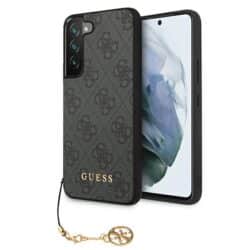 Guess 4G Charms kolekcija – dėklas Samsung Galaxy S22 (rudas)