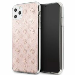 Guess 4G Peony Solid Glitter – dėklas, skirtas iPhone 11 Pro Max (rožinis)