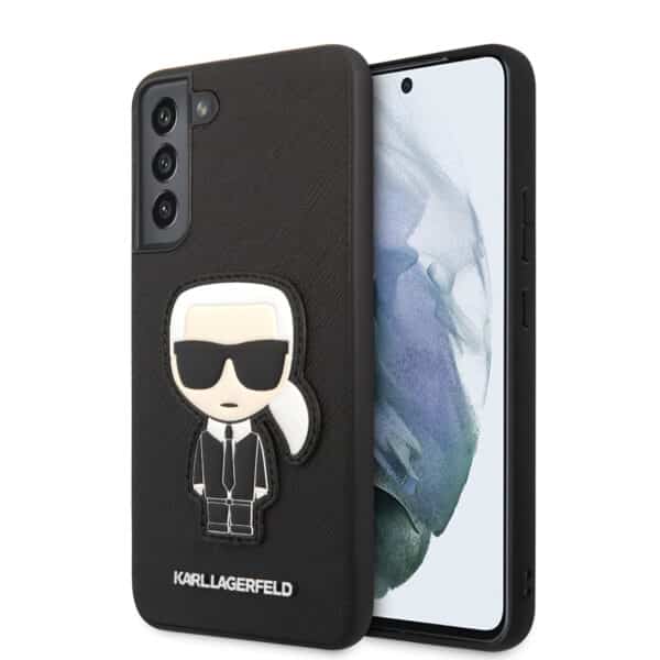 Karl Lagerfeld Saffiano Ikonik Patch – dėklas, skirtas Samsung Galaxy S22+ (juodas)