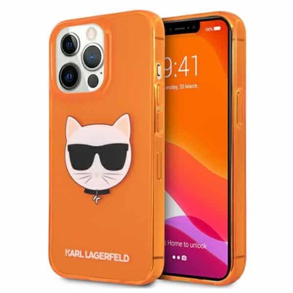 Karl Lagerfeld Choupette Head – dėklas, skirtas iPhone 13 Pro (Fluo Orange)