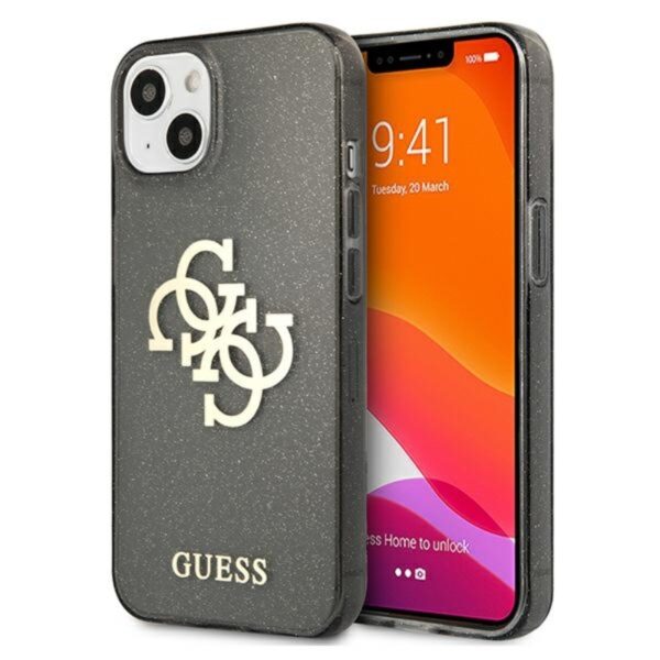 DFA27D23-3754-EC11-91AD-2CEA7FB072AA.jpg Guess Glitter 4G Big Logo – dėklas, skirtas iPhone 13 mini (juodas)