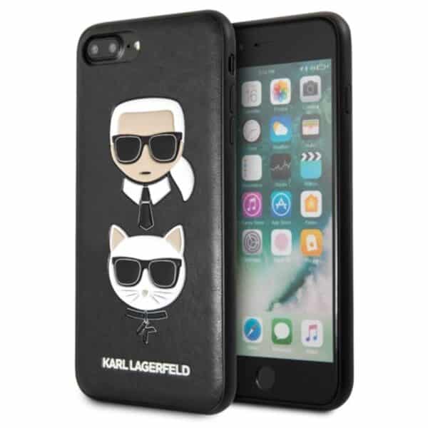 Karl Lagerfeld reljefinis dėklas Karl & Choupette – dėklas, skirtas iPhone 8 Plus / 7 Plus (juodas)