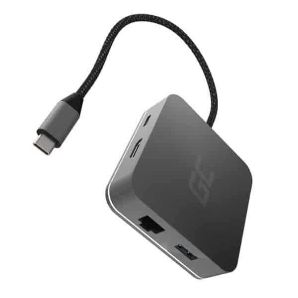 Docking Station HUB USB-C Green Cell 6in1 (USB 3.0 HDMI Ethernet USB-C), skirta Apple MacBook, Dell XPS, Asus ZenBook ir kitiems