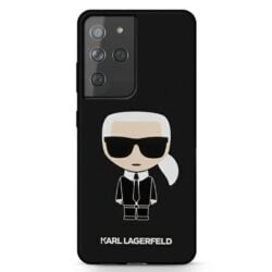 Karl Lagerfeld Fullbody Silicone Iconic – dėklas, skirtas Samsung Galaxy S21 Ultra (juodas)