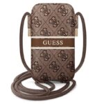 Guess 4G Printed Stripe Pouch – išmaniojo telefono krepšys S/M (rudas)