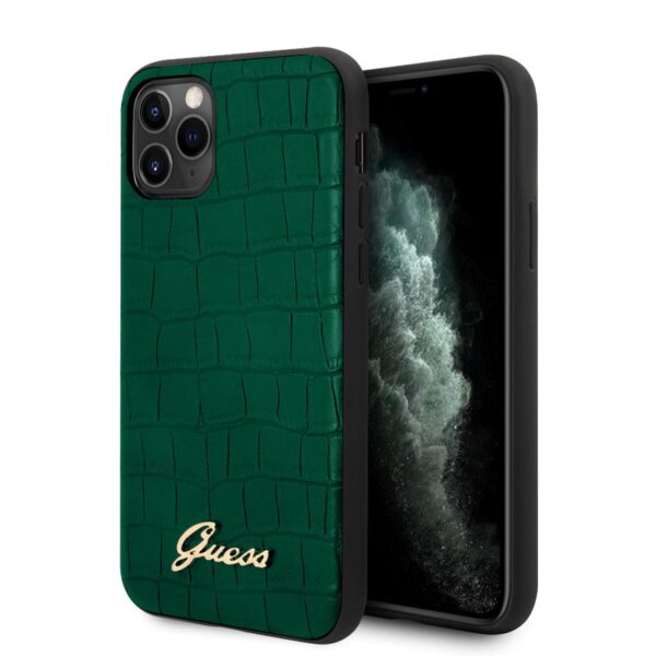 „Guess Croco Case“ – „iPhone 11 Pro“ dėklas (tamsiai žalias)