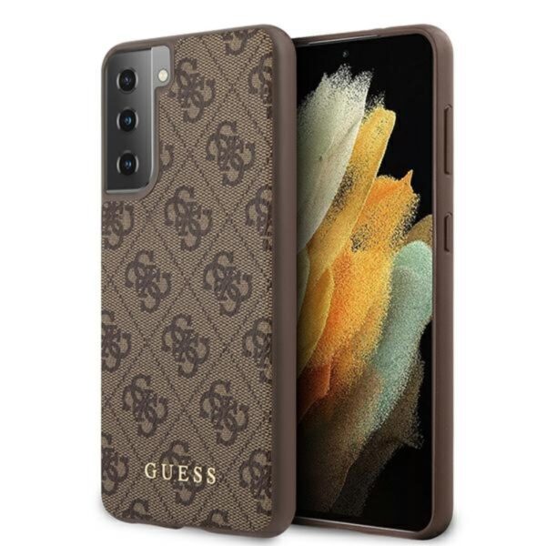 Guess 4G metalinis logotipas – dėklas, skirtas Samsung Galaxy S21 (pilkas)