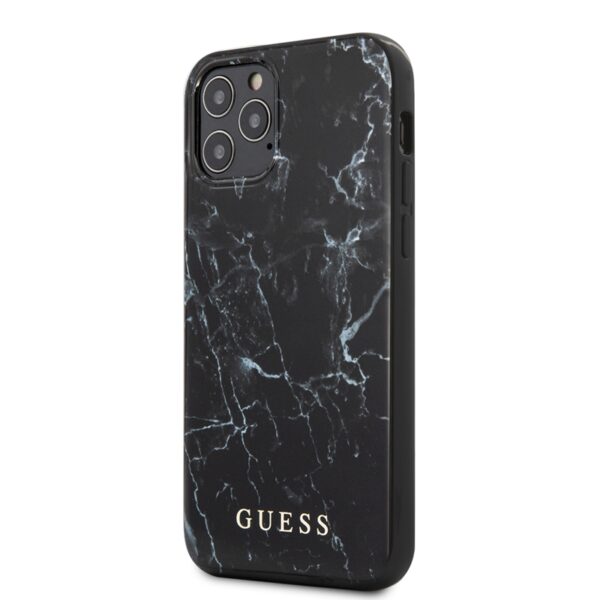 Guess Marble – „iPhone 12“ / „iPhone 12 Pro“ dėklas (juodas)
