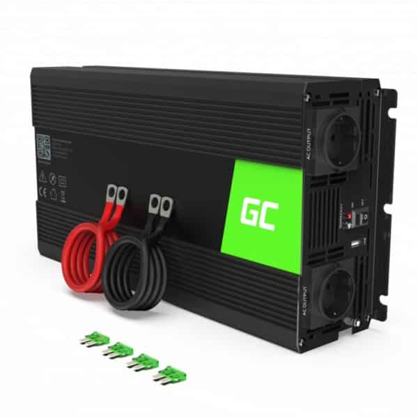 Green Cell – įtampos keitiklis Inverteris 24V į 230V 1500W / 3000W Modifikuota sinusinė banga