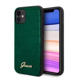 „Guess Croco“ dėklas – „iPhone 11“ dėklas (tamsiai žalias)