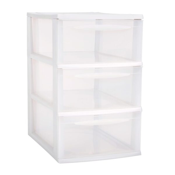 Didelė balta modulinė 3 stalčių spintelė