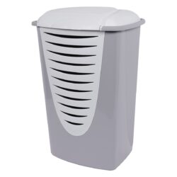 Skalbinių krepšelis 70l confort skalbinių konteineris su dangteliu, pilkas-baltas