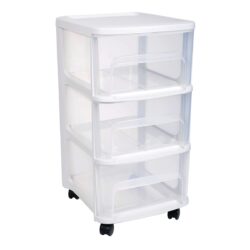 Modulinė spintelė, 3 stalčiai, ant ratukųm city tower, baltos spalvos