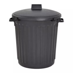 Šiukšlių dėžė Eco 80l talpos su dangteliu, juodos spalvos