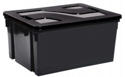 Plastikinė daiktadėžė 50l talpos su dangteliu, juoda