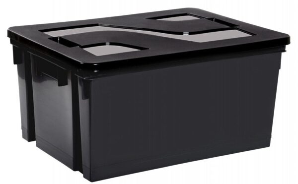 Plastikinė daiktadėžė 50l talpos su dangteliu, juoda