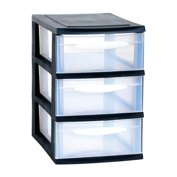 Didelė modulinė 3 stalčių spinta, juoda