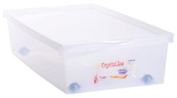 Plastikinė daiktadėžė 33l su ratukais ir dangteliu, skaidri