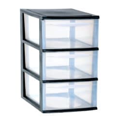 Didelė modulinė 3-ijų stalčių spintelė, juoda