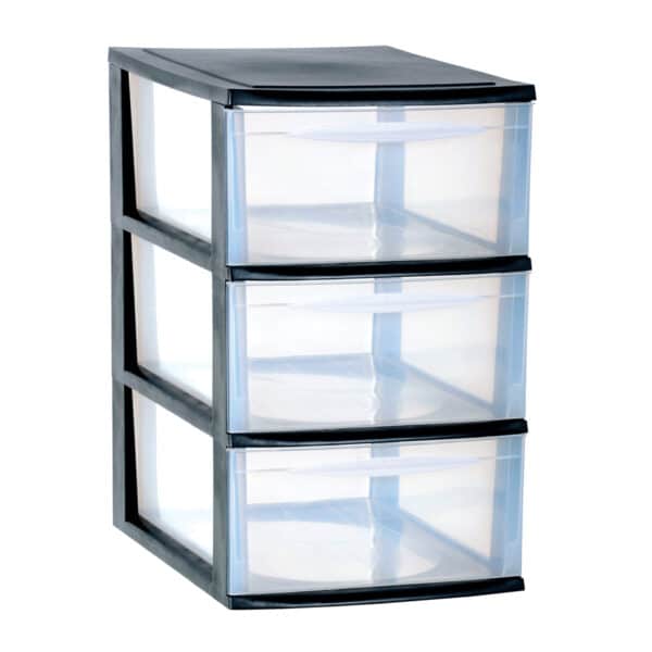 Didelė modulinė 3-ijų stalčių spintelė, juoda