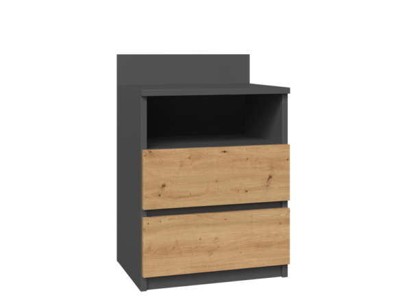 Naktinė spintelė Malwa M1 40, juoda/natūrali