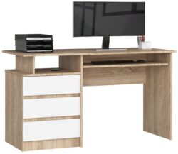 Rašomasis stalas NORE CLP S135, baltos/ąžuolo spalvos