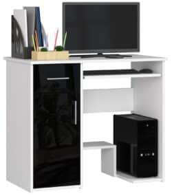 Rašomasis stalas NORE Jay 90 cm., baltas/juodas