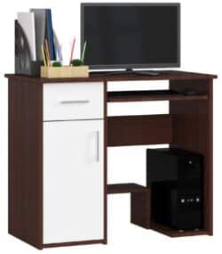 Rašomasis stalas NORE Jay 90 cm., baltas/tamsiai rudas