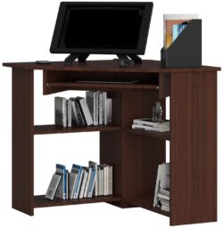 Kampinis rašomasis stalas NORE Ted, tamsiai rudas