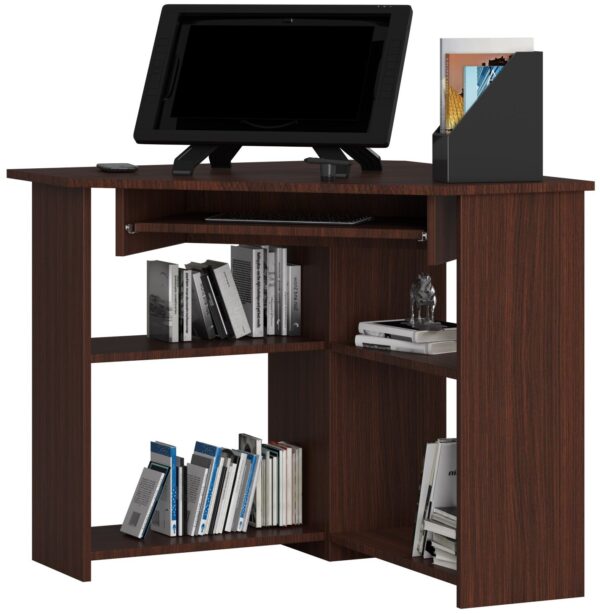 biurko-narozne-ted-wenge.jpg Kampinis rašomasis stalas NORE Ted, tamsiai rudas