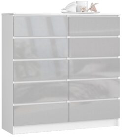 Komoda NORE K120, baltos/šviesiai pilkos spalvos