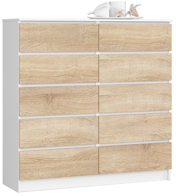 Komoda NORE K120, baltos/ąžuolo spalvos