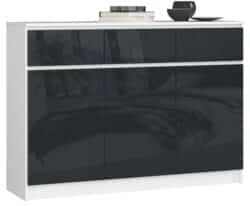 Komoda K140 su 3-imis stalčiais, baltos/pilkos spalvos