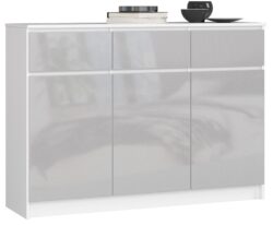 Komoda K140 su 3-imis stalčiais, baltos/šviesiai pilkos spalvos