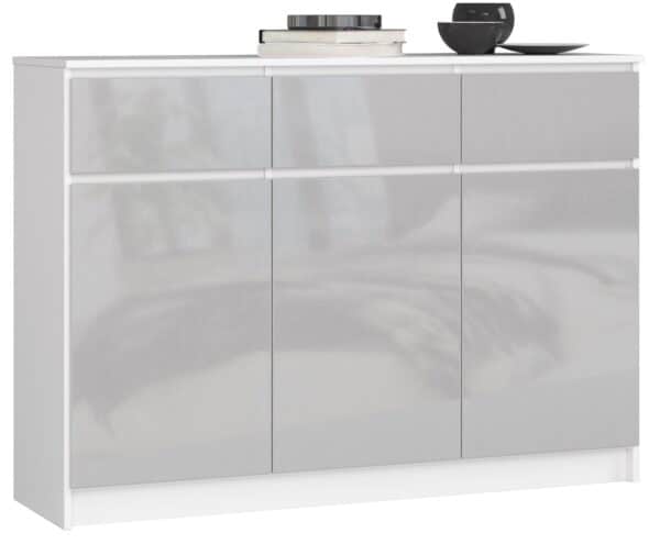 Komoda K140 su 3-imis stalčiais, baltos/šviesiai pilkos spalvos