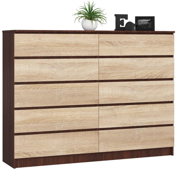 Komoda K160, tamsiai rudos/ąžuolo spalvos