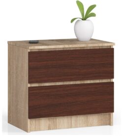 Komoda NORE K60, ąžuolo/tamsiai rudos spalvos